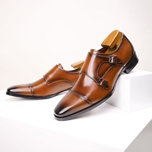 Zapatos de Cuero Genuino con Hebilla y Punta Cuadrada para Hombre, Estilo Británico, Formales para Negocios, 2026 - Product Image 3