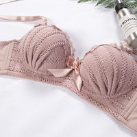 Set Bra & Celana Dalam Wanita Custom Grosir Label Pribadi, Cup AB Kecil Populer, Lingerie Seksi Berenda, Set Bra dan Celana Dalam Cantik