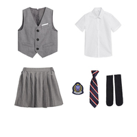 Costumes de chœur pour enfants, uniforme scolaire avec logo personnalisé et cravate, uniforme scolaire quatre pièces avec gilet gris