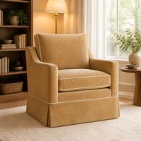 Gepolsterter Akzentsessel mit Schürzen-Design und Kontrastpaspelierung, Einzelsofa für Wohnzimmer und Schlafzimmer, ohne Drehfunktion
