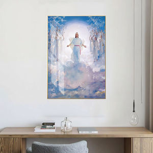 Decoración Moderna de Lujo para el Hogar, <span class=keywords><strong>Pintura</strong></span> en Porcelana de Cristal, Sagrado Corazón de Jesús, Arte Religioso Católico Enmarcado para Pared - Product Image 3