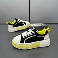 Chaussures de skate tendance pour hommes, baskets épaisses à semelle compensée, tige souple, doublure en cuir véritable pour la marche estivale