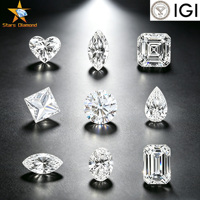 Diamant cultivé en laboratoire certifié IGI, formes multiples : rond, cœur, émeraude, princesse, diamant CVD en vrac DEF VVS VS pour la fabrication de bijoux