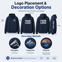 Maßgeschneiderter Loser Übergroßer Bedruckter Einfarbiger Hoodie Unisex 350gsm Schwergewichtiger Baumwoll-Poly Kapuzenpullover mit Tasche und Silikon
