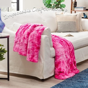 Tie Dye fausse fourrure jeter couverture Super doux confortable 230gsm Sherpa jeter couverture polaire floue <span class=keywords><strong>rose</strong></span> couvertures pour canapé canapé-<span class=keywords><strong>lit</strong></span> - Product Image 4