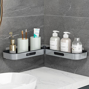 Estante de esquina de doble fila de plástico plegable estante de almacenamiento giratorio montado en la pared estante de drenaje de almacenamiento giratorio de baño de plástico - Product Image 2
