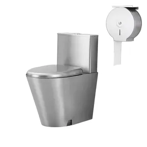 Grosir bahan baru dijual di lantai Gravity Flush Commode perak Stainless Steel toilet