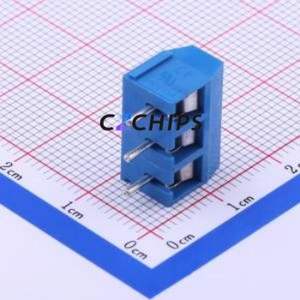 JL301-50003U01 <b>Screw</b> Terminal <b>Block</b> Through hole Component (THT),P=5mm Connector 1x3P 5mm Blue Through Hole - Product Image 2