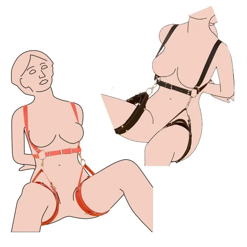 SM jambe diviseur menottes lié bondage sangles lit formation femmes jouets sexuels couple sexe cuir bondage