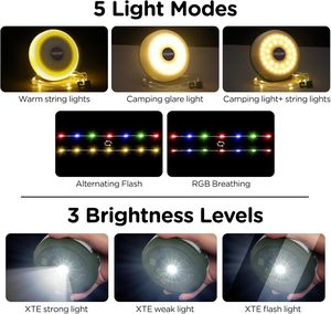 Guirlande lumineuse de <span class=keywords><strong>camping</strong></span> OGERY 32,8 pieds, LED rechargeable et étanche avec 8 modes d'éclairage, changeant de couleur et à intensité variable pour une utilisation en extérieur - Product Image 3