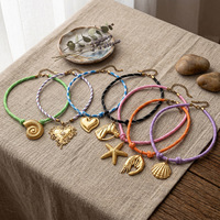 Collier en acier inoxydable de style européen et américain OZE pour femmes, avec chaîne en bambou et motifs nautiques étoiles de mer et coquillages