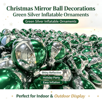 Cloches et boules de Noël miroir métalliques brillantes pour fêtes de fin d'année – Vert, Or, Rouge, Argent – Décoration de Noël gonflable publicitaire