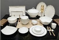 Service de vaisselle de luxe en porcelaine fine pour mariage et réceptions, style chinois élégant, marque HIHUI, compatible lave-vaisselle et micro-ondes, vente en gros