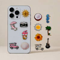 Épinglette métallique personnalisée en zinc et fer émaillé, autocollante, thème plage estivale : Soleil, Hippocampe, Palmier, Appareil photo, Voiture tout-terrain, Boisson, Fleur