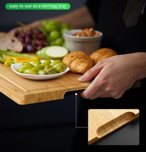 Tablas de Cortar de Madera para Cocina, Tabla de Cortar de Madera Práctica con Ranuras Profundas para Jugos, Tabla de Cortar de Bambú Natural - Product Image 3