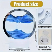 Lampe LED 3D Paysage Sable 16 Couleurs, Veilleuse Cadre d'Art Sable en Mouvement RGB avec Affichage Mer Profonde, Cadeau