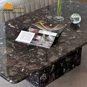 <span class=keywords><strong>Tavolino</strong></span> da caffè <span class=keywords><strong>nero</strong></span> elegante in marmo di lusso contemporaneo con piano rettangolare moderno e robusto Design delle gambe - Product Image 4