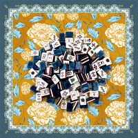 Tuiles de Mahjong patriotiques américaines en acrylique 3 couches avec tapis de Mahjong imprimé chrysanthème moutarde pour fête