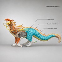 Lanterne chinoise en acier de grande taille, exquise, avec un cadre en acier, un tissu vibrant et un éclairage LED