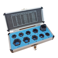 Extracteur d'écrous cassés de vis, lot de 10 pièces, avec boîte, pour 9, 10, 11, 12, 14, 15, 16, 18, et 19mm