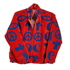 Blouson Bomber en Velours Tricoté Brodé 100% Coton Réversible Écologique Matelassé Coupe-Vent Respirant avec Lettres en Nylon et Laine - Product Image 3