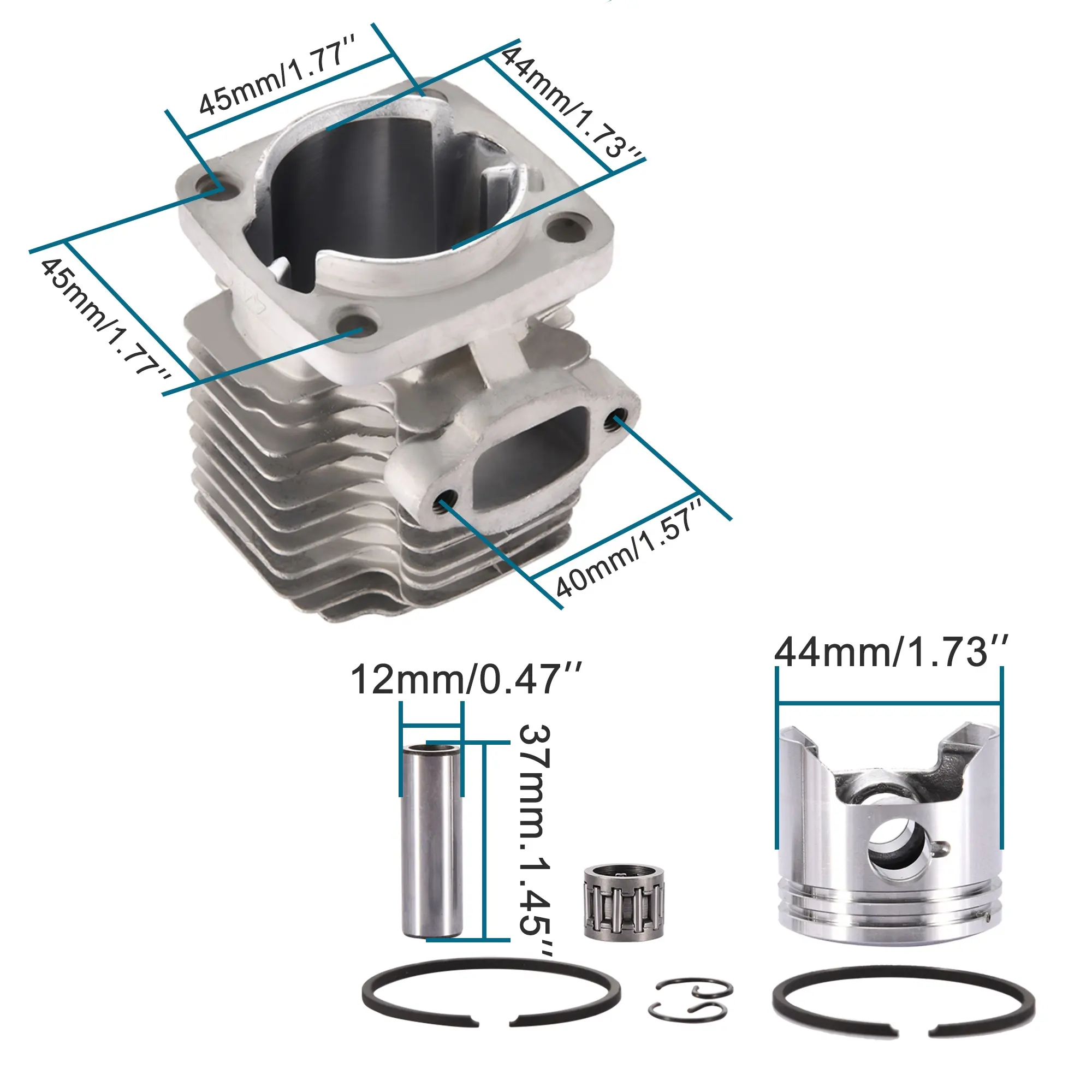 GOOFIT 44mm44-6シリンダーピストンキットアセンブリの交換43cc 47cc 49cc2ストロークエンジンミニクワッドATVポケットダートバイク