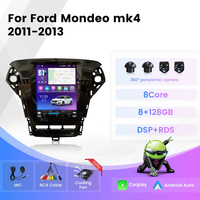 Autoradio Stéréo Tesla Vertical Android GPS avec Emplacement Inférieur pour Ford Mondeo MK4 2011-2013, CarPlay Sans Fil, Auto DSP, SWC, IPS, 4G, WIFI
