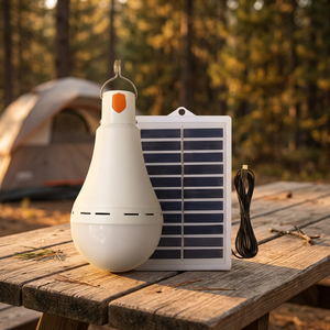 Ampoule LED rechargeable d'urgence DC5V-6V 7W, diamètre 6cm, lampe à chargement USB/panneau solaire, PP 500mAh avec panneau solaire 1W - Product Image 5