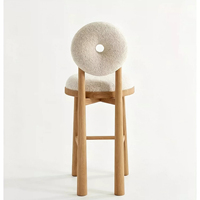 Tabouret de bar ShanMu en bois massif, style crème minimaliste français, tabouret haut moderne de luxe léger, design nordique pour la maison