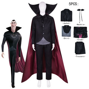 Costume de cosplay Dracula pour homme, 5 pièces : veste, chemise, pantalon, cape, cravate, costume de vampire pour Halloween - Product Image 1