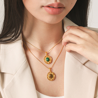 Collar con Colgante de Piedra Natural Clásico H&C para Mujer, Chapado en Oro de 18K PVD, Cadena de Serpiente de Acero Inoxidable, Joyería al por Mayor