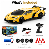 Voiture de drift Lamborghini RC à l'échelle 1/24, voiture RC grandeur nature avec lumières, voiture de course télécommandée, voiture RC électrique radiocommandée, modèle de jouet