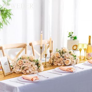 Nouvel ensemble de <span class=keywords><strong>d</strong></span>écoration <span class=keywords><strong>d</strong></span>'<span class=keywords><strong>allée</strong></span> de mariage transfrontalier avec colonnes romaines, boules de fleurs artificielles en soie, ensemble deux pièces, <span class=keywords><strong>d</strong></span>écoration de cérémonie automobile - Product Image 3