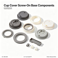 Couvre-gobelet personnalisé IPX8 étanche avec base à visser, composants OEM/ODM, sans BPA, conforme FDA, moulage par injection en silicone de qualité alimentaire