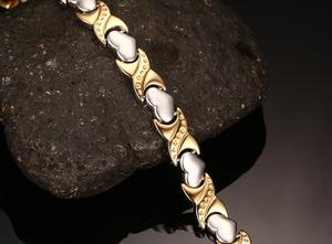 Pulsera de Energía de Acero Inoxidable con Corazón Sólido Plateado y Dorado con Logotipo ECAMAZ, con Chapado en Oro de 24K Personalizado, Unisex, para el Cuidado de la Salud y Adelgazamiento - Product Image 3