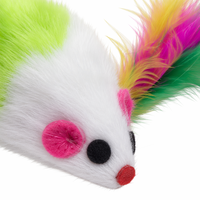 Jouet pour chat en peluche en forme de souris avec queue à plumes, jouet interactif pour chaton, pour mordre, jouer et s'amuser