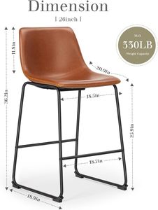 Ensemble <span class=keywords><strong>de</strong></span> <span class=keywords><strong>4</strong></span> <span class=keywords><strong>tabourets</strong></span> <span class=keywords><strong>de</strong></span> bar modernes <span class=keywords><strong>de</strong></span> 26 pouces <span class=keywords><strong>de</strong></span> hauteur, en similicuir avec dossier et pieds en métal, meubles <span class=keywords><strong>de</strong></span> bar, î<span class=keywords><strong>lot</strong></span> <span class=keywords><strong>de</strong></span> <span class=keywords><strong>cuisine</strong></span>, marron - Product Image 3