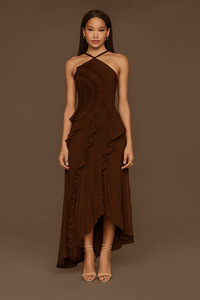 OUDINA Nuovo Elegante Abito Estivo in Chiffon con Volant, Senza Maniche, Lungo fino alla Caviglia, Vestito Casual da <span class=keywords><strong>Donna</strong></span> - Product Image 4