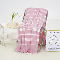 High Quality Dyed Textile Woven Cotton Quick-Dry Wearable Rectangle Adult Beach Towels Striped Pattern Pool Home Use All-Season