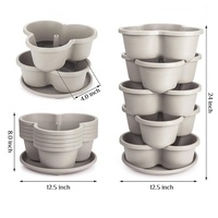 Tour de pots de fleurs verticaux empilables en PP, respirants et durables, pour jardin, balcon et pépinière