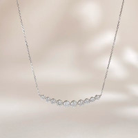 18K Weißgold Labor-Diamant Anhänger Halskette Minimalistisch Fein Sternenklar Gebogenes Lächeln Verstellbare Schlüsselbein-Ketten für Damen