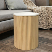 Table basse moderne de luxe cannelée en bois naturel plateau en marbre véritable durable pour salon canapé salle à manger chambre Villas hôtel