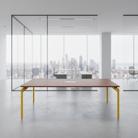 Petite table de réunion extensible et convertible, pieds en bois, design durable pour salle de réunion, configuration compacte pour conférences, entreprises, rangement moderne