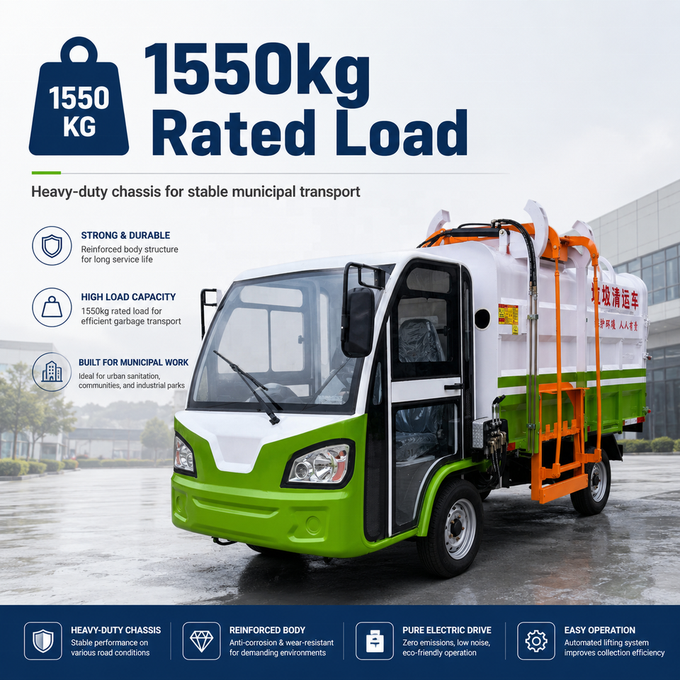 Box Batter Design Electric Waste Collection Cart 4 Wheel 72V Lithium Battery 5 Cubic ...