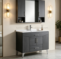 Meuble-lavabo commercial moderne sur pied de 24 pouces en acier inoxydable brut pour salle de bain