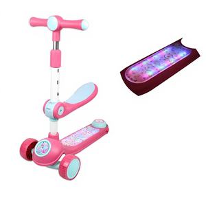 Scooter pliant rose à 3 roues avec lumière de siège et acier sonore et matériau en alliage pour enfants jeu en plein air 4 pièces/carton - Product Image 1