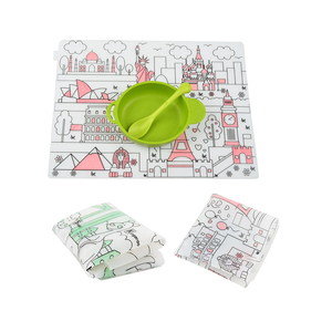 Gran oferta, alfombrilla de mesa de silicona suave para niños, alfombrilla cuadrada personalizada para bandeja, cocina, resistente al calor, lavable, Mantel Individual para bebé, pintura - Product Image 3