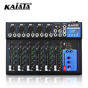 KAIKA F7- MB-3 Misturador de console pequeno de 7 canais com display USB para DJ Audio Mixer na sala de reuniões familiares.