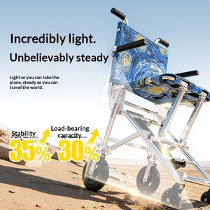 Silla de Ruedas Manual Ligera Plegable para Personas Mayores, Ideal para Viajes <span class=keywords><strong>en</strong></span> Avión y Transporte - Product Image 5
