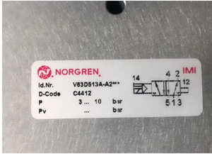 V63 系列直插式电磁阀 G1/2, 5/2, 电磁先导/气簧复位低功率高流量 V63D513A-A213J - Product Image 3
